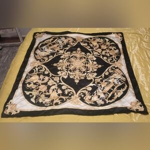 St. John Black and Gold Ornate Silk Scarf